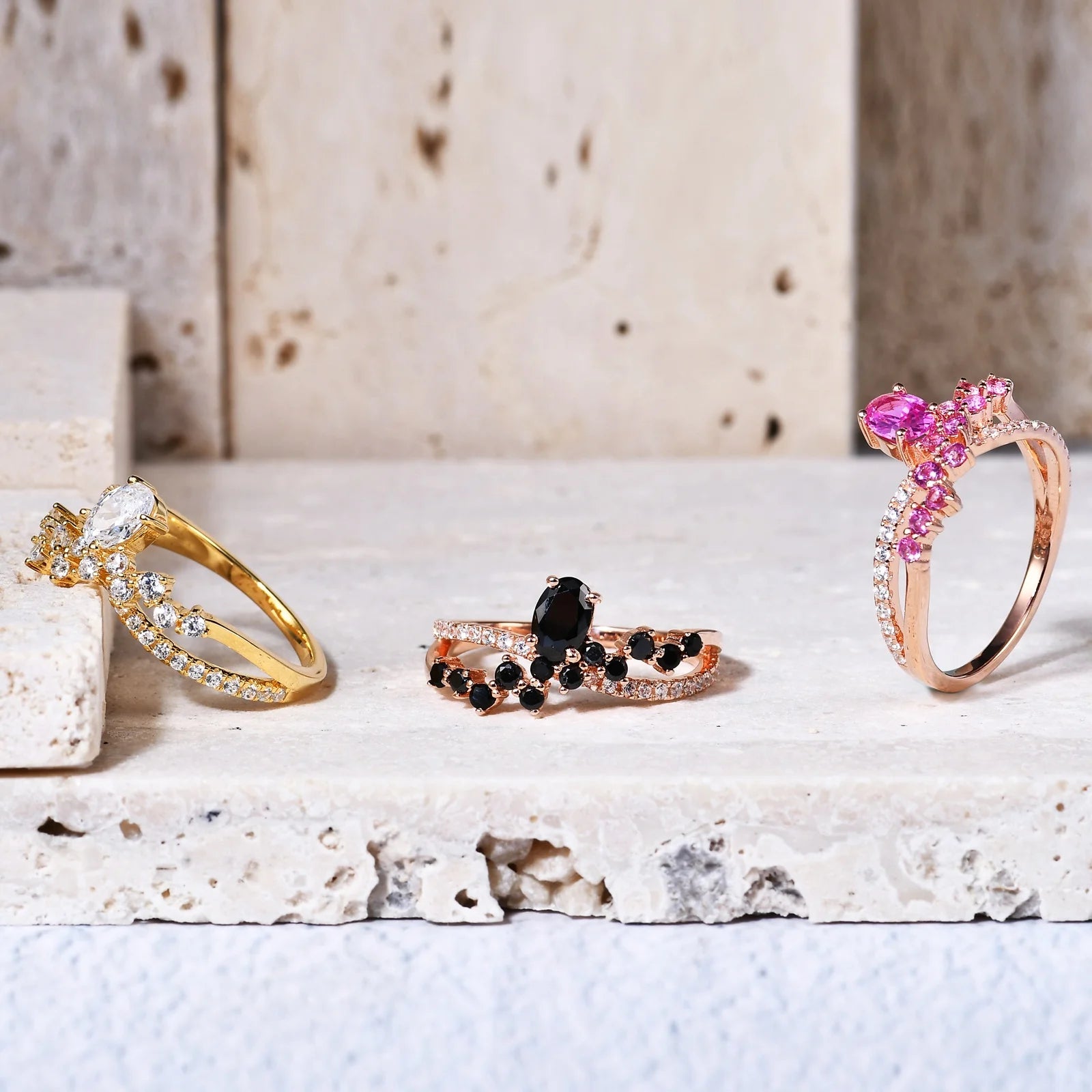 W1302 Abiding Jewelry New Product 925 Black Diamond Rose Gold Plated Sterling Silver Cubic Zirconia Ring Ladies Rings
