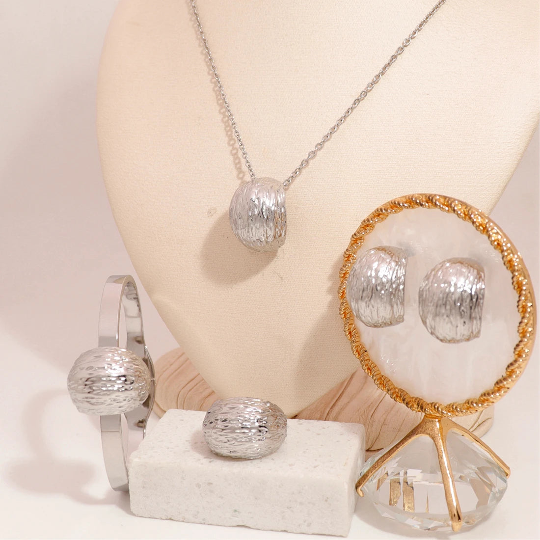 Lovely Animal Stainless Steel Classy Jewelry Fashion Gold Plated Zircon Jewellery Sets Women