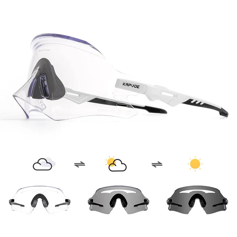 New Kapvoe Photochromic Cycling SunGlasses TR90 Black Mountain Road Bike Sunglasses Men Women Beach Driving Running Sunglasses