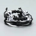 New Arrival Men's Fashion Bracelet Handmade Black and White Woven Genuine Leather Bangle Jewelry Accessory