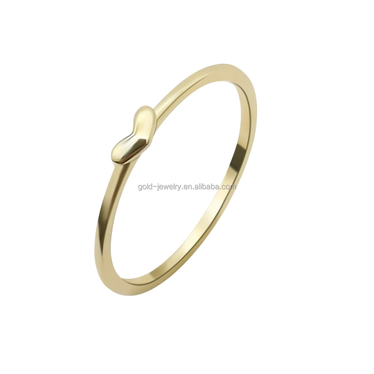 Simple Design 9k Real Gold Thin Ring Women Jewelry 9k Solid Gold Heart Rings Wholesale Yellow Gold Cluster Rings