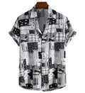 Men's Hawaiian Short Sleeve Printed Shirt Comfortable Cotton Shirt Men's Holiday Printed Shirt Size 2XL