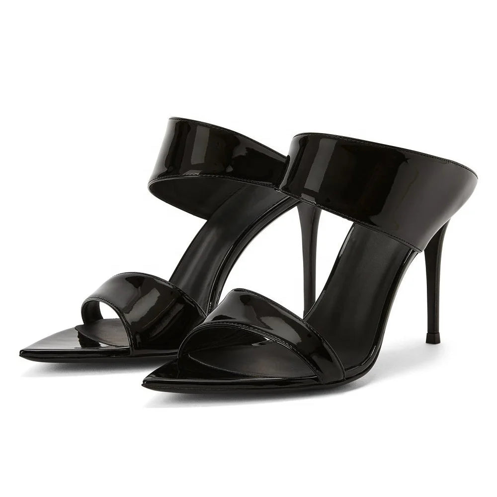 Custom Plus Size Tip Toe High Heel Mules Summer Shoes Women Latest Design Ladies Slippers Shoes and Sandals