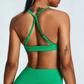 Fashion Women Gym Workout Cross Back Sport Bra Custom logo Seamless Yoga Backless High Impact Sports Bra