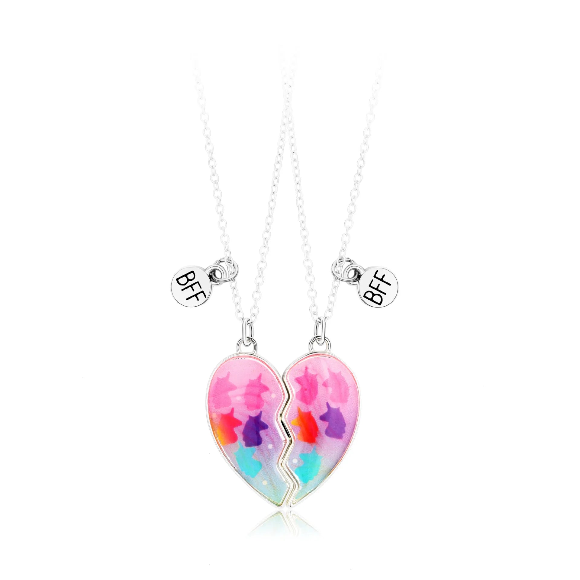 Magnetic Half Heart Couple Necklace butterfly Epoxy Charm Valentine's Gift Custom Heart Pendant Necklace for Couple