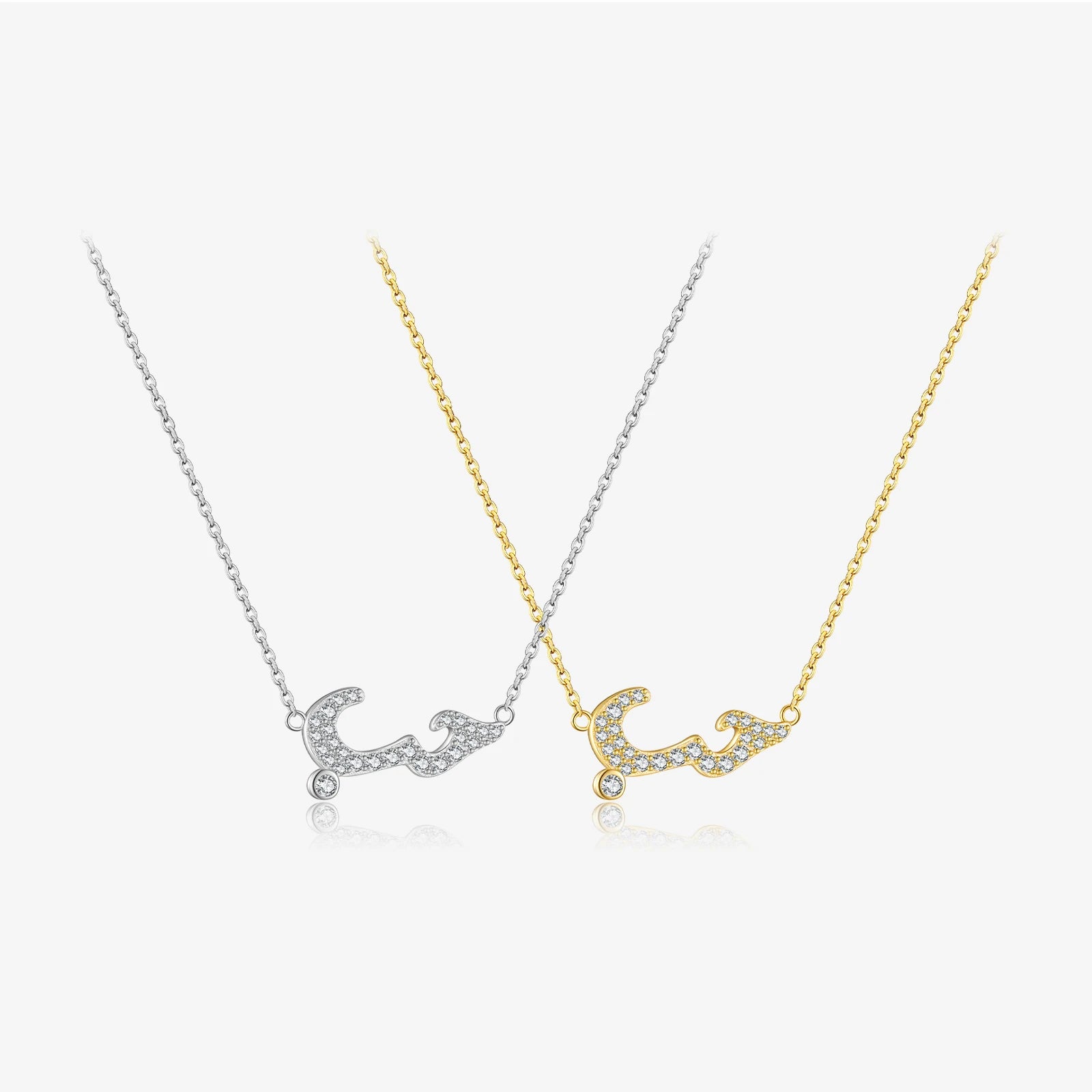 FUAMAY 925 Silver Gold Arabic Love CZ Charm Long Diamond Necklace Women Luxury Jewelry Necklaces