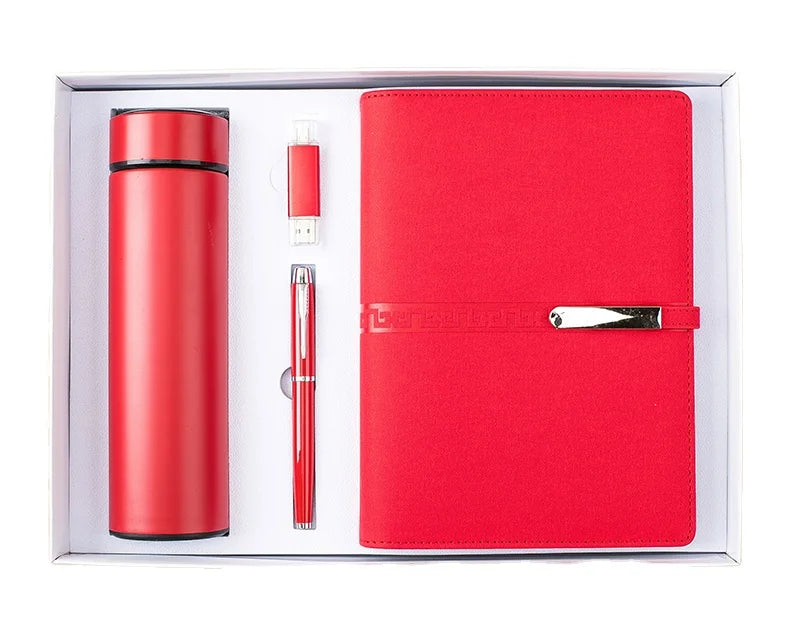 Custom Logo Business Gift Set Metal Ball Point Pen Corporate Notebook USB Vacuum Promotional Items Valentine's Day Gift