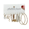 Women's Fashion Earrings Set 5 Pcs Creative Acrylic Butterfly Earrings Snake Pearl Hoop Earrings