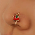 Rinhoo 1Pc Christmas Clip on Nose Ring Deer Bells Nose Piercing Clip on Cross Nose Cuff Jewelry Faux Piercing Gifts