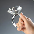 Shining Large Diamond Ring Clear Crystal Glass Diamond Engagement Ring Holder Wedding Props Ornament