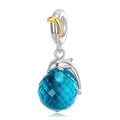 Dolphin Pendant Irregular Blue CZ Crystal Beads Authentic 925 Sterling Silver for Women Jewelry Charm Bracelet Making Fashion