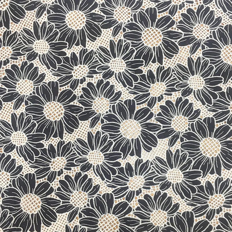 Wholesale Fabric Hollowed Out Three-dimensional Sunflower Pure Cotton Fabric Embroidered Cotton Fabric