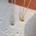 Simple Geometric Round Circle Pendant 925 Sterling Silver Dome Ring Design Circle Pendant Necklace for Women