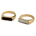 Fashion Rich Designs Stainless Steel Shell Horizontal bar Charm Finger Ring Jewelry White and Black