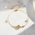 RINNTIN GMB69 Custom Fashion Jewelry Women'S 925 Sterling Silver Bracelets Shell Pearls+Malachite Four Leaf Cloveres Bracelet