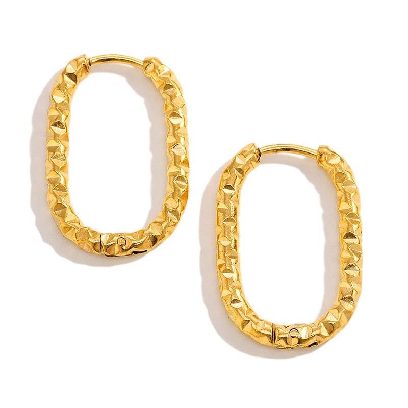 MICCI Non Tarnish PVD Gold Plated Waterproof Jewelry Simple Stainless Steel Hoop Custom Earrings for Women