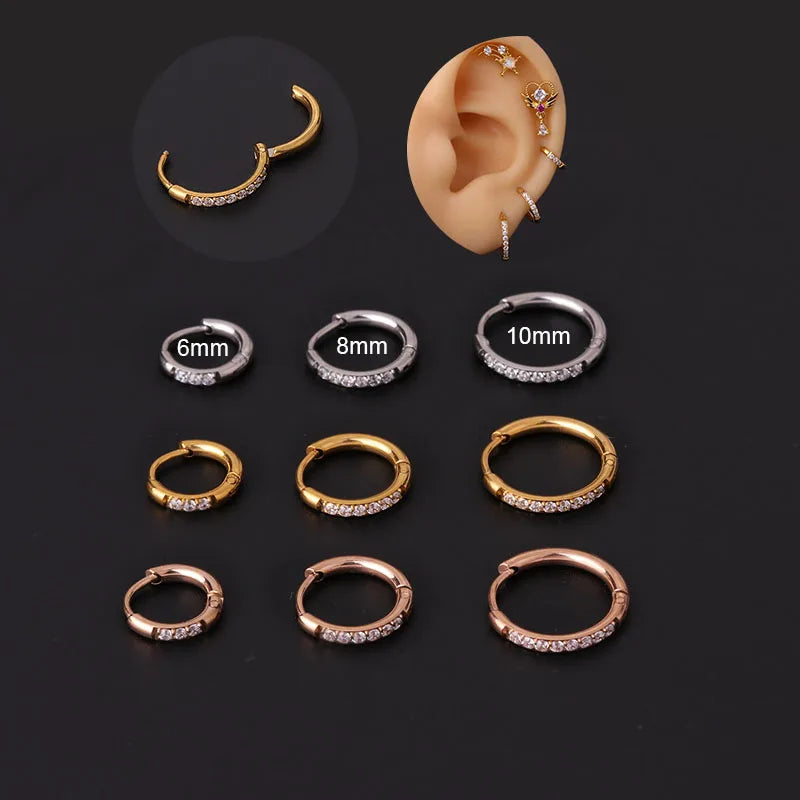 Wholesale Piercing New Full Stainless Steel Huggie Hoop Earring Cz Ear Cartilage Piercing Jewelry