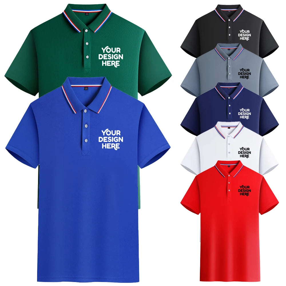 DOVEARK 2025 Z15-698 New Custom Logo Summer 180g Fabric 100% Silk Cotton S-4XL Lapel Short Sleeve Men Fashion Simple Polo Shirt