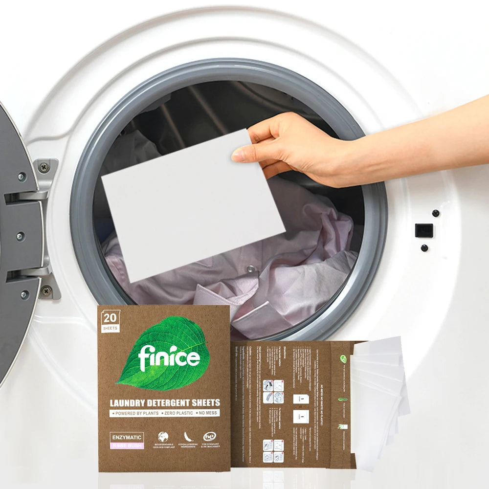 Finice Disposable Bathroom Laundry Detergent Sheets & Strips-Decontamination & Softness Low Foam