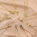 Women Jewelry Gold Plated Charm Pendant Necklaces Titanium Stainless Steel Delicate Fishtail Key Lock Peanut Abacus Necklace