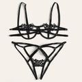 Hot Selling Women Underwear Bra Suit Lace Appliques Underwire Crotchless Lingerie Set