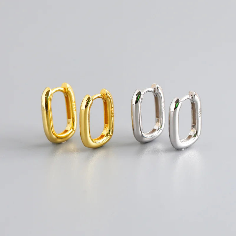 New Geometric Simple Design Korea Style 925 Sterling Silver Huggie Earrings for Women