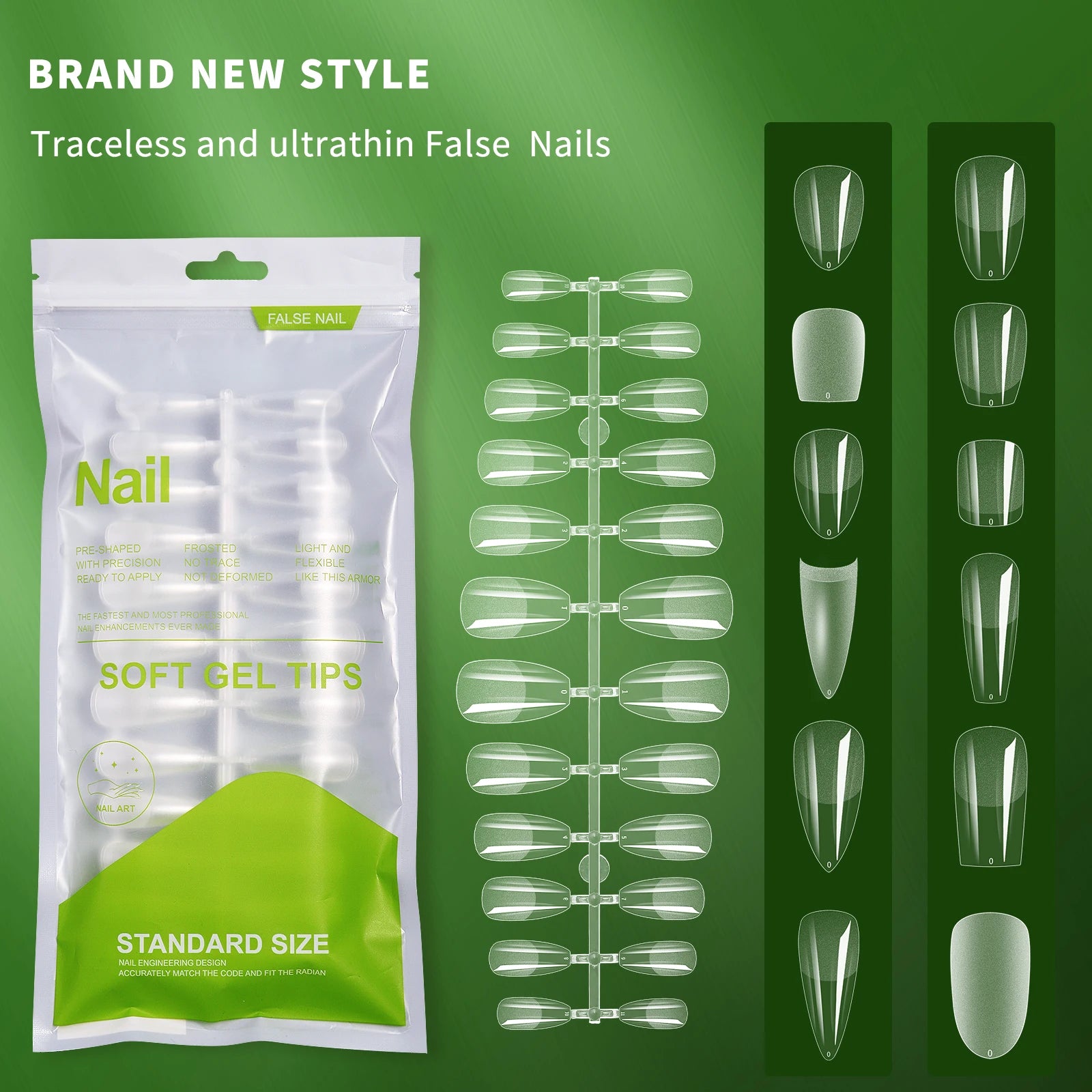 Mischeering False  Nails Tips 120pcs/pack  Duck's Beak Sharp Water Drop Shape Clear Black Natural Color Chart Display Manicure
