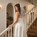 YouLaPan V193-S Hot Selling Fashion Pearl Flower Veil Fingertip Length White Ivory Cream Single Layer Bridal Veil