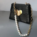 Meetee B-C098 New Fashion White Pearl Bag Alloy Mixed Pearl Chain Single Shoulder HandbagAcrylic Short Chain