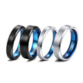 OAHLAN Free Engraving 4/6/8mm Band Black Silver Brushed Blue Plated Tungsten Carbide Rings for Men Women Wedding Engagement
