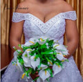 AL1482 Elegant Luxury Wedding Dress for Women Modest Bridal Ball Gown White Beaded Lace Fabric Crystal Plus Size Options