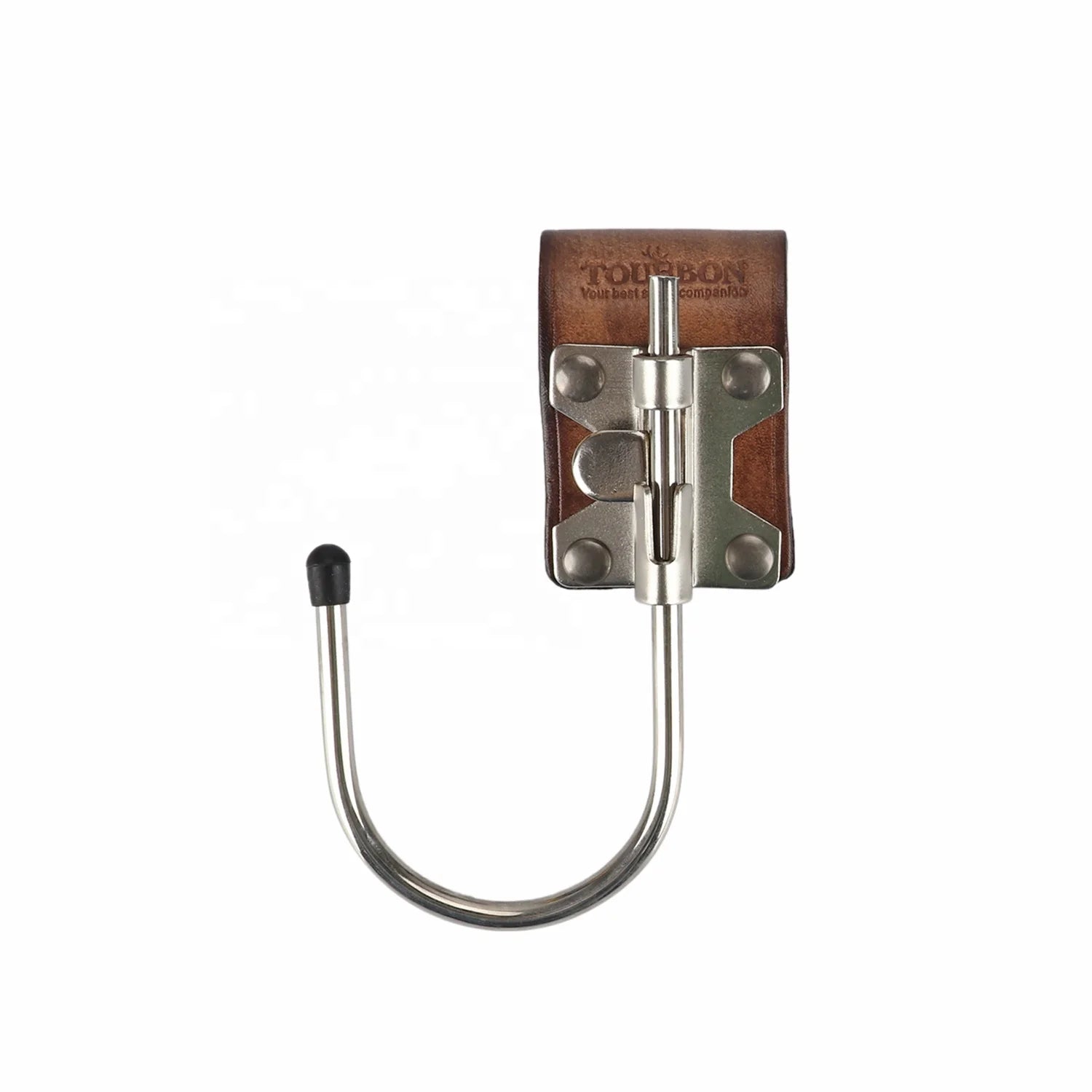 Tourbon Genuine Leather Tool Belt Steel Hook Drill Holder with Loop Power Drill Holster