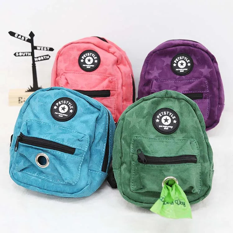 Polyester Solid Backpack Harness and Leash Set with Poop Bag Dispenser for Small Dog Outdoor Walking