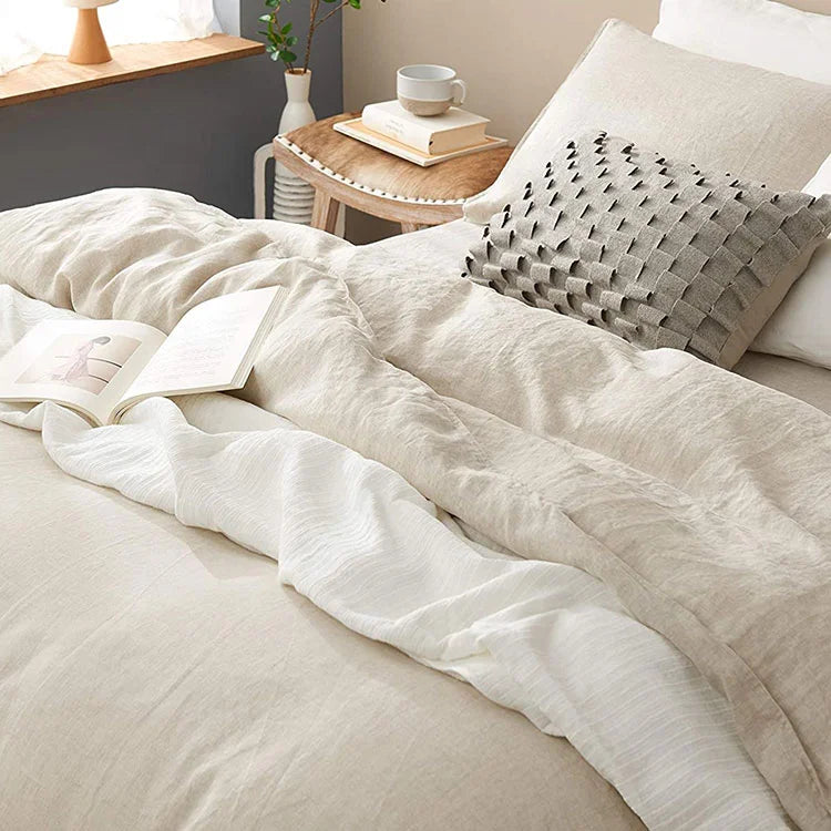 Wholesale French White Luxury Pure Linen Duvet Cover Set Linen Bedding Set French Flax Linen Bedding Duvet Cover Sets