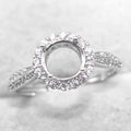 Semi Mount 3mm-15mm Sterling Silver Ring Frame Empty Blank Support Claws Setting S925 Base Without Center Stone for Inlay DIY