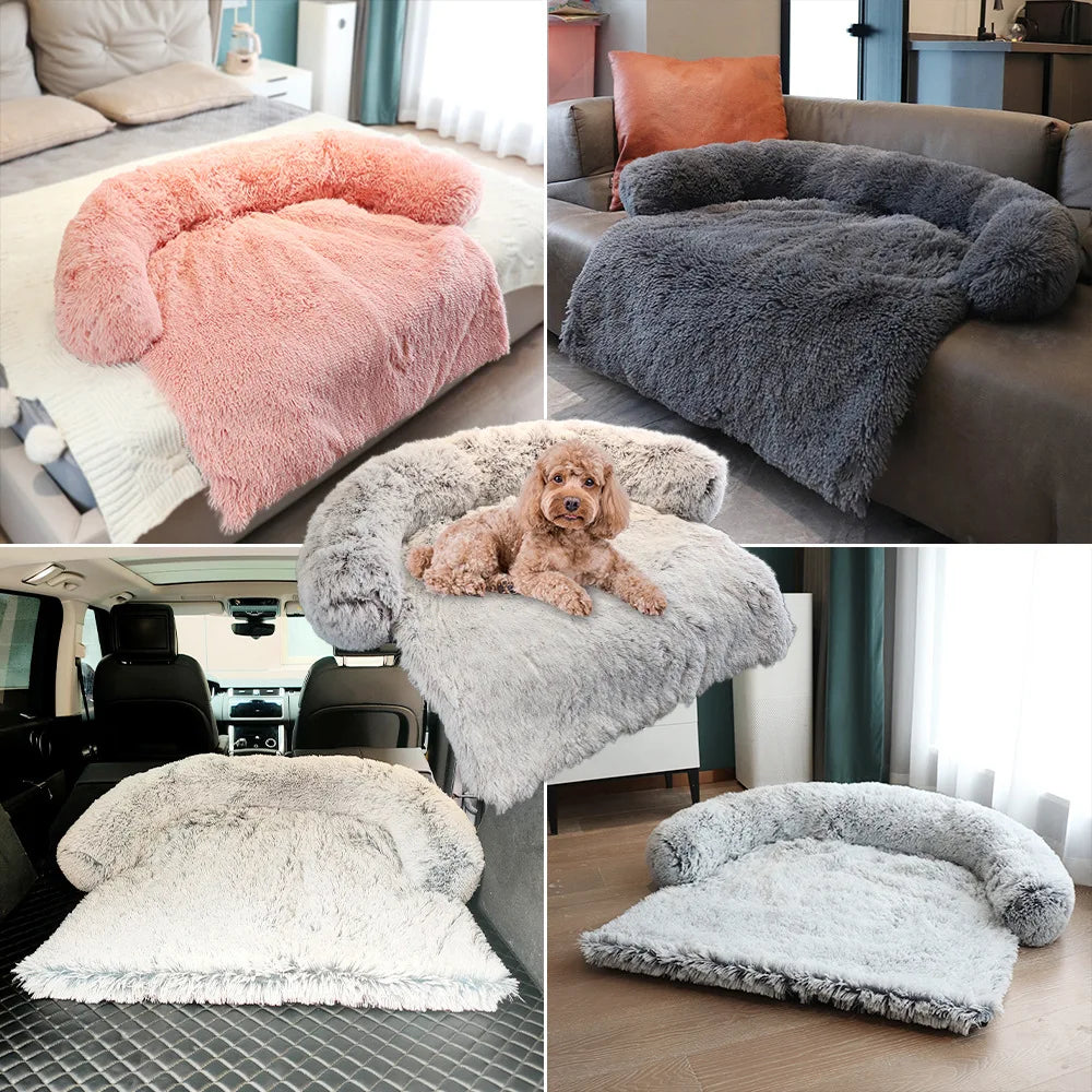 Popular Plush Kennel Plush Blanket Dual-use One Pet Kennel Dog Sofa Bed Deep Sleep Dismantling Washing Round Dog Ke