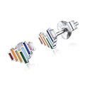 New Arrival Fashion Silver Jewelry Earring 925 Silver Rainbow Heart Stud Enamel Earrings