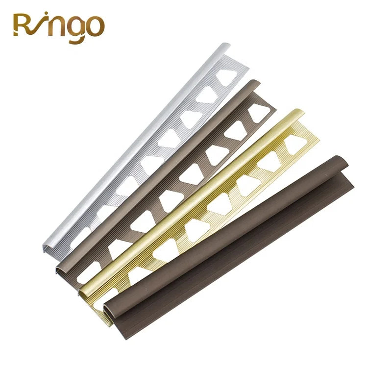 Modern 10mm Aluminium Alloy Marble Tile Trim Strip Anodized Edge Profile Waterproof Durable Living Room Wall Decor Apartments