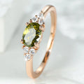 Hot Sales Olivine Rose Gold Diamond Zircon Rings for Women Engagement Gifts Elegant Copper Gemstone Rings