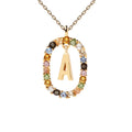 A1332A Cubic Zirconia Initial Pendant Necklace for Women Girls Dainty 18k Gold Plated Colorful CZ Letter Necklace Jewelry