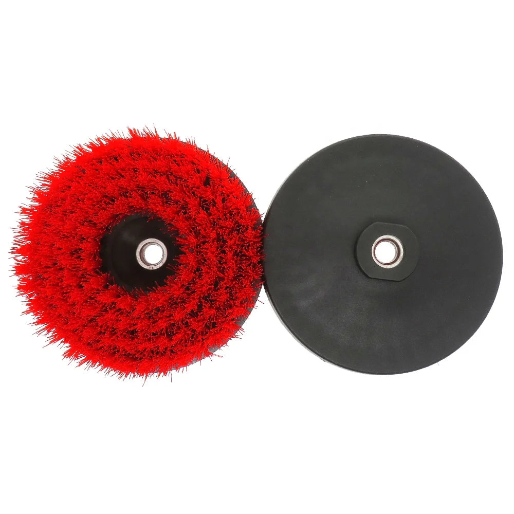 6Inch 150mm Red Hollow Electric Brush Power Scrub Car Flat Drill Cleaning Brushes for Wooden Furniture Cleaning Power Brush