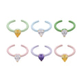 Ins Y2K Jewelry Colorful Oil Dripping Finger Ring Simple Trendy Heart Cubic Zircon Enamel Ring for Women Girls
