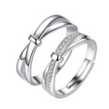 Fashion Real Silver Plated Adjustable Engagement Wedding Couple Zircon Rings Jewelry for Lovers