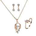 Fashion Wedding Jewelry Sets Fashion Alloy Gold Plated Heart Love Jewelry Set Rhinestone Pearl Necklace Earrings Set for Women