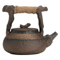 Hemp Rope Handle Dried Wood Loop-handled Teapot Japanese Gilding Iron Glaze Stoneware  Teakettle Small Size Tea Making Device