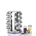 Silver Countertop  20-Jars Rotating Spice Rack Organizer Rotating Spice Rack Organizer with 20 Empty Spice Jars