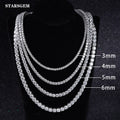 3mm 4mm 5MM Wholesale Price Starsgem DEF VVS Round Brilliant Cut Moissanite Diamond Full Setting S925 Silver Tennis Necklace