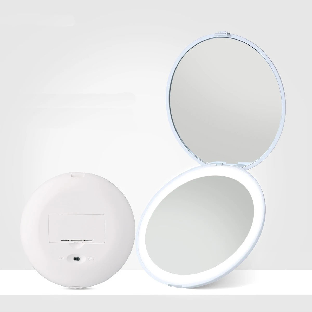 Gmgaic 2x Magnifying Compact Rechargeable Lighted Makeup Mirror Handheld Travel LED Light Pocket Mirror