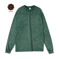 2025 Wholesale Men's 100% Cotton Heavyweight T-Shirts Custom Crew Neck Oversized Long Sleeve Acid Washed Knitted Customizable