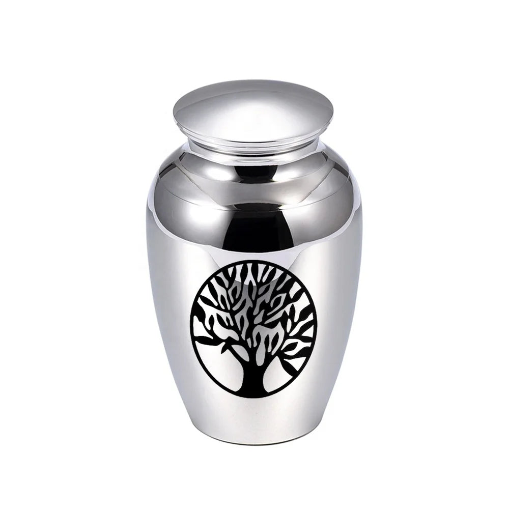 Engraved Tree of Life Mini Cremation Urn for Human Pet Ashes Memorial Urns Funeral Casket Stainless Steel Keepsake 70*45mm